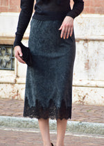 Gonna Velluto Inserto in Pizzo Alberta Ferretti