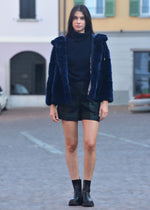 Pelliccia in Lapin Rex  Blu Violanti