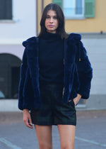 Pelliccia in Lapin Rex  Blu Violanti