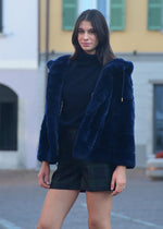 Pelliccia in Lapin Rex  Blu Violanti