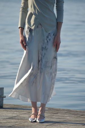 Gonna in Raso Fantasia Floreale Alberta Ferretti