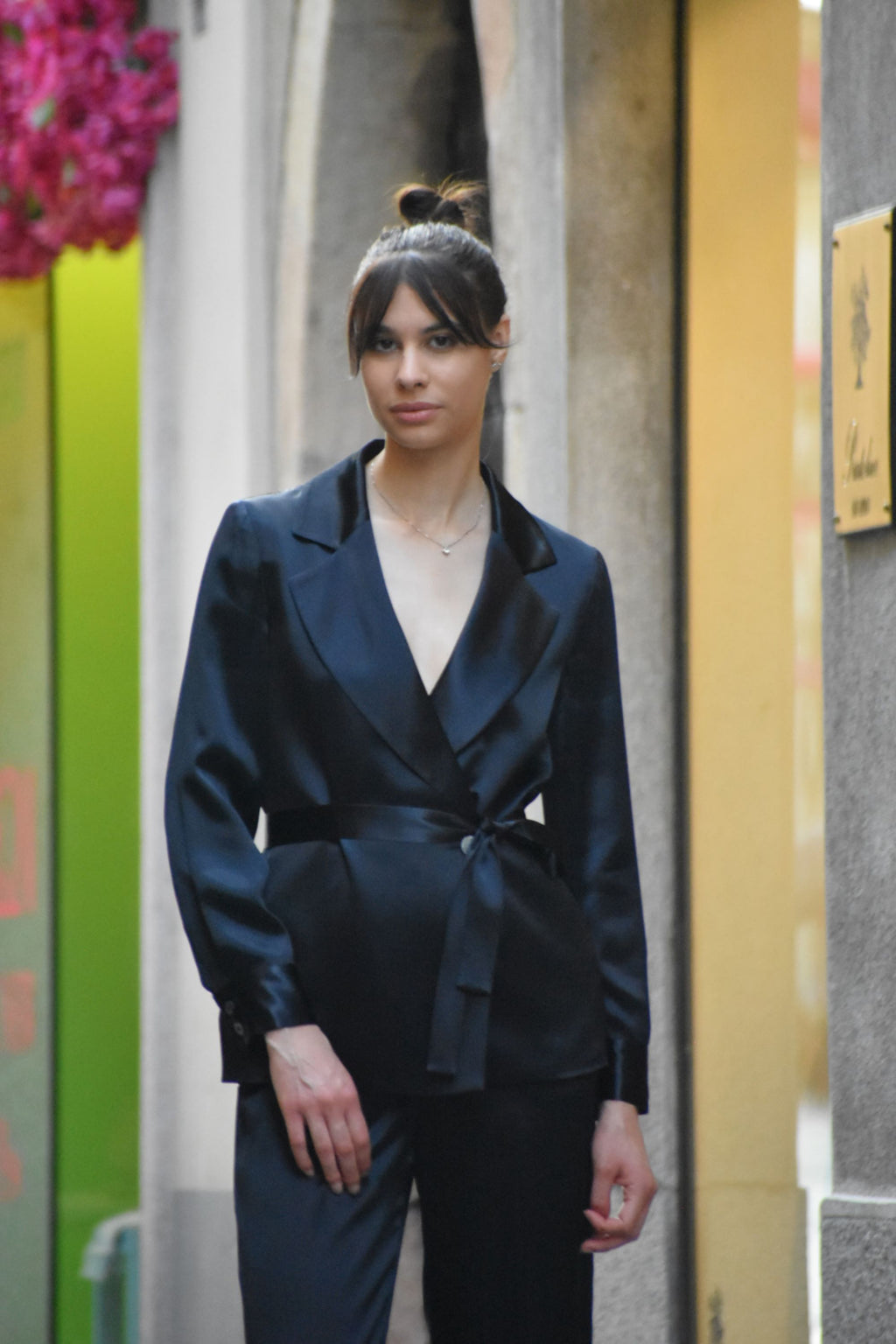 Giacca Raso Blu Peserico