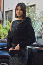 Cardigan Corto in Cashmere e Lana con Collo in Volpe