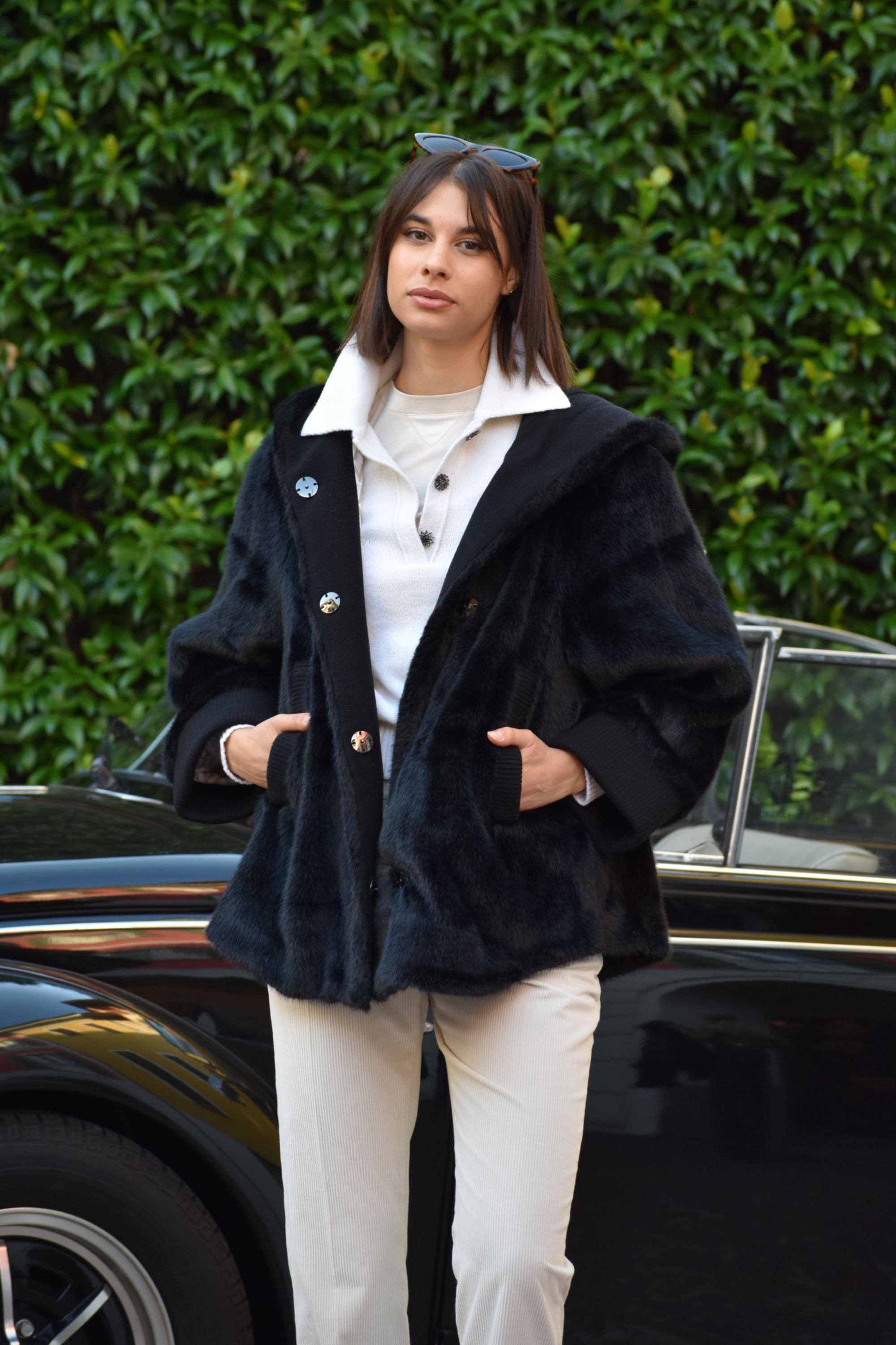 Eco Fur Visone con Cappuccio Violanti