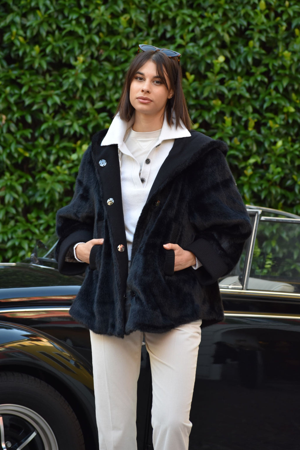 Eco Fur Visone con Cappuccio Violanti