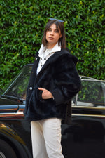 Eco Fur Visone con Cappuccio Violanti