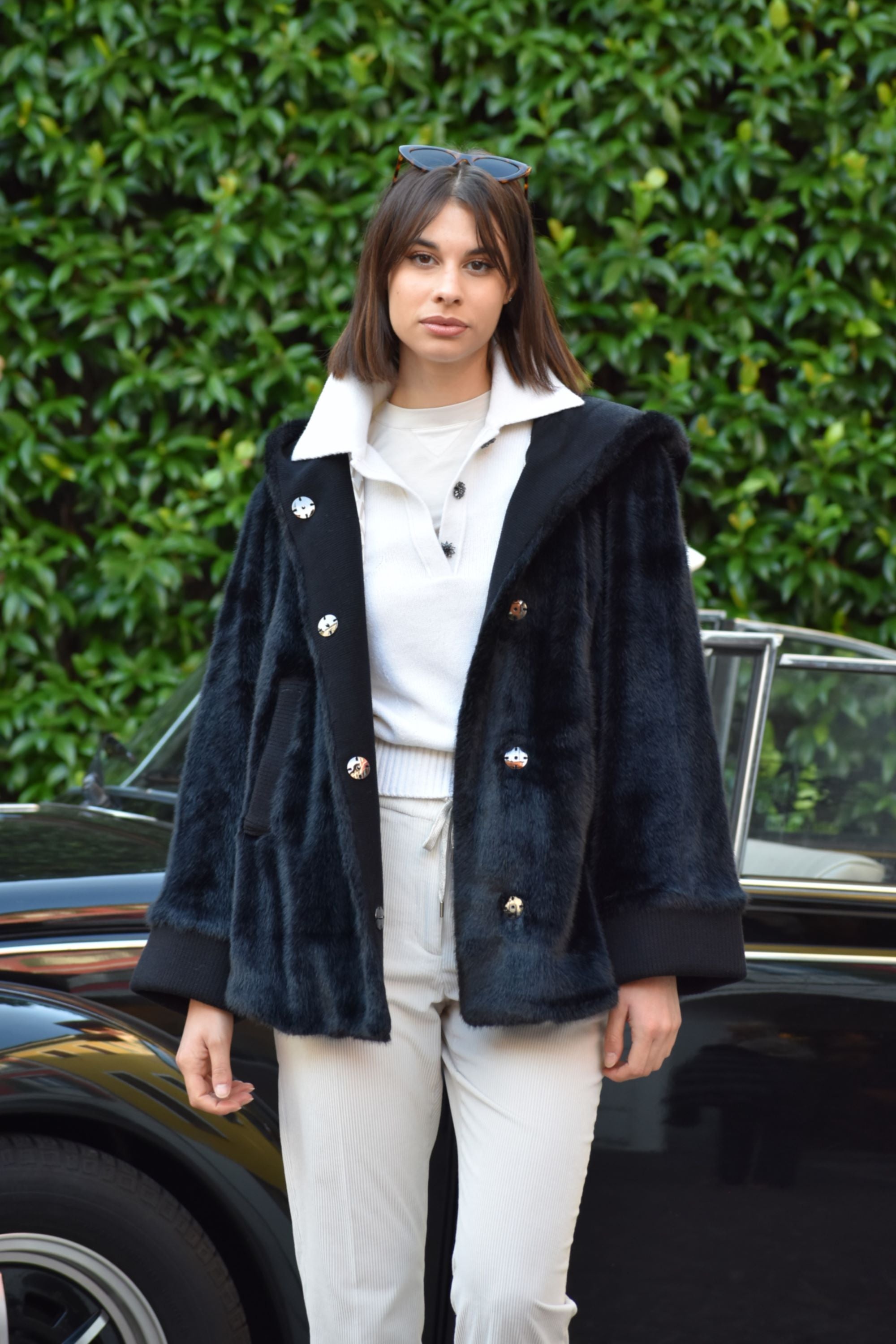 Eco Fur Visone con Cappuccio Violanti