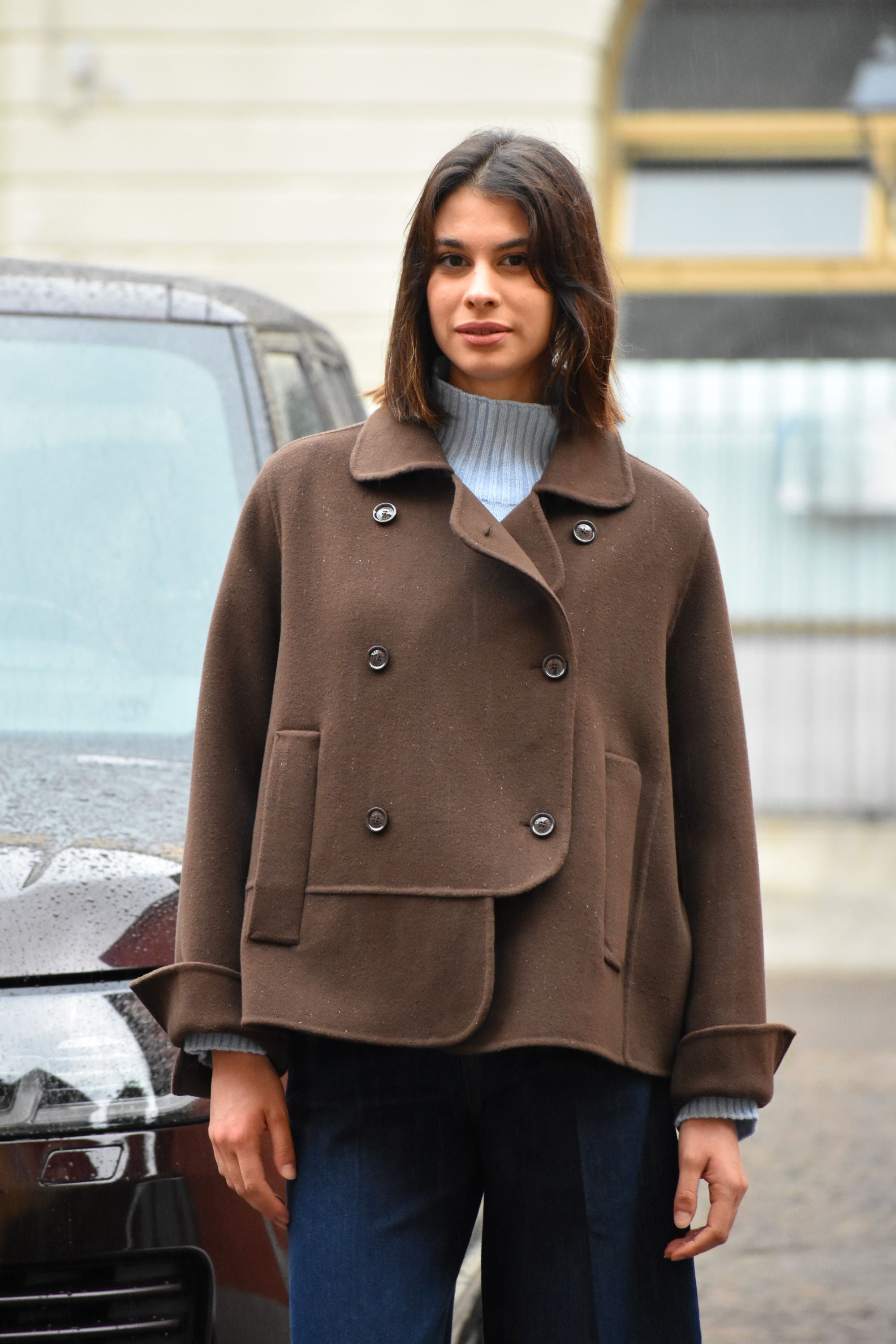 Caban in Cashmere e Lana Double Helmur