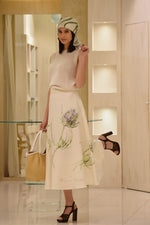 Gonna in Lino con Stampa Alberta Ferretti