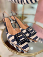 Slingback in Tessuto Rigato Marinière Roberto Festa