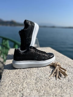 Sneakers in Pelle con glitter