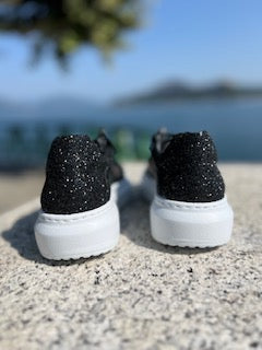 Sneakers in Pelle con glitter