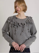 Maglia Alberta Ferretti  Nera Ricami Floreali fatti a mano