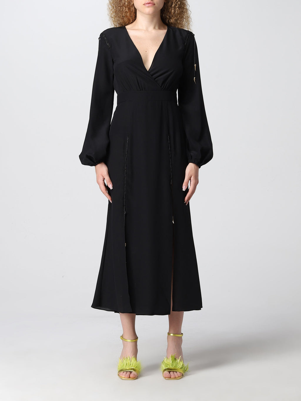 Abito midi in seta nero